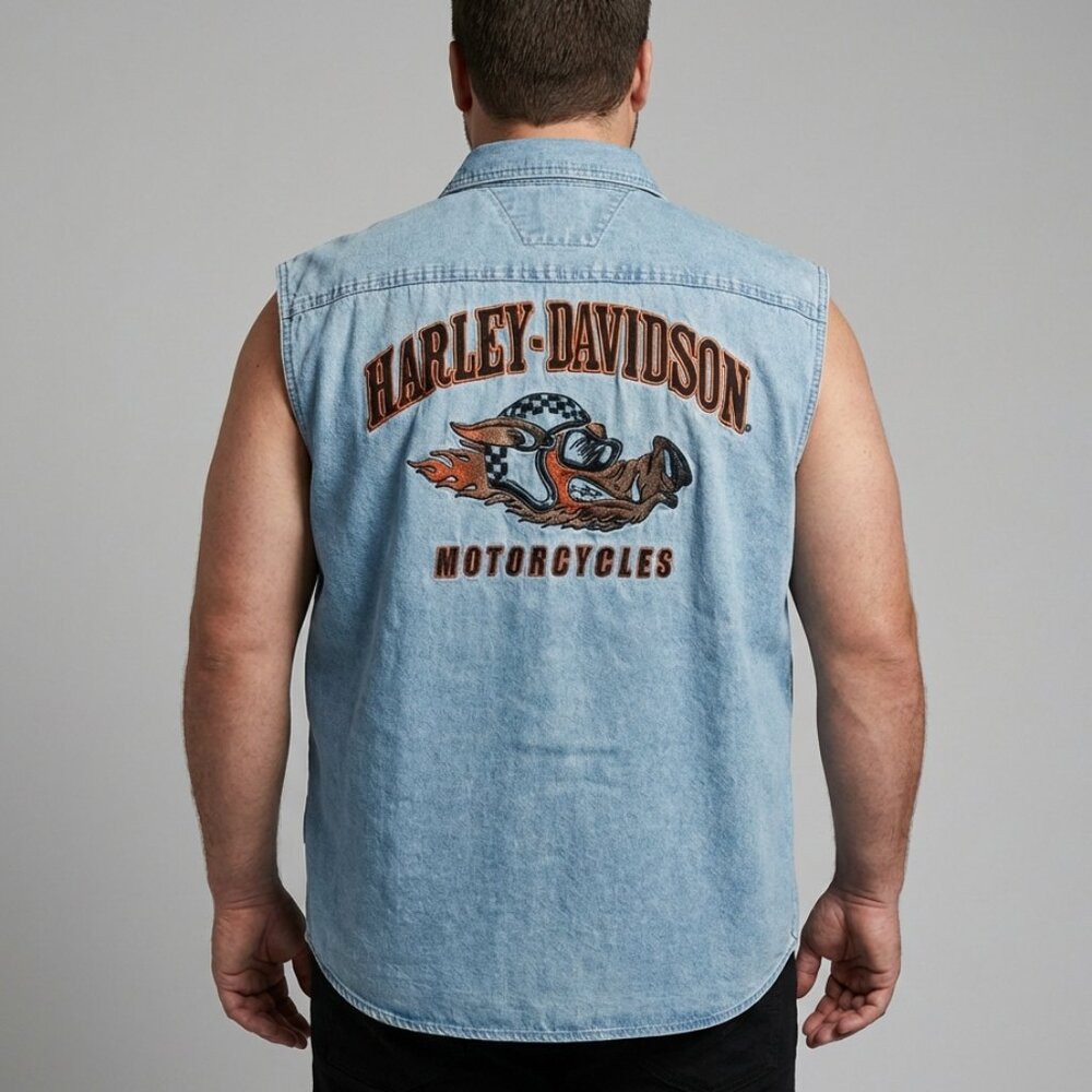 Vintage Harley Davidson American Legend Original Hog Denim Vest